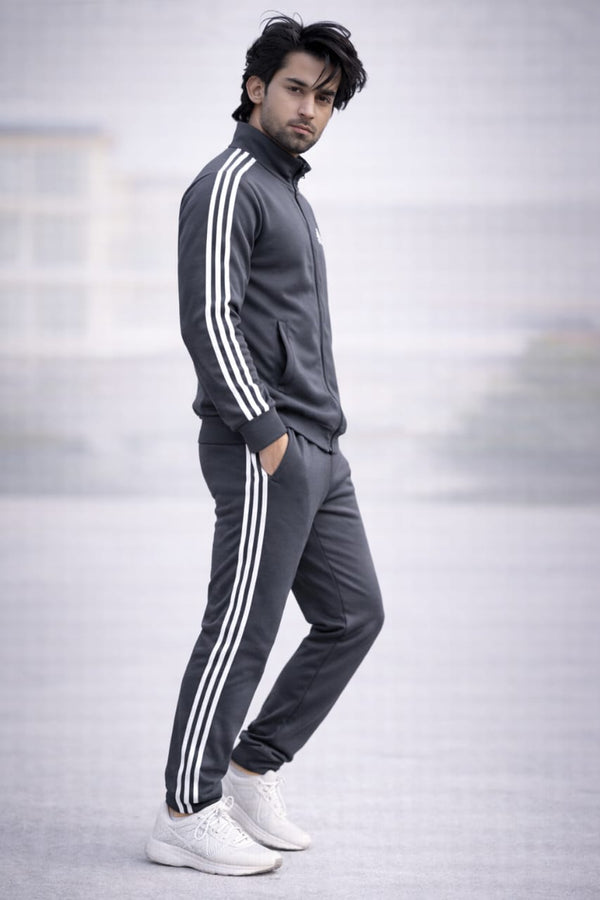Grey Premium Micro Flece Tracksuit For Men 280GSM